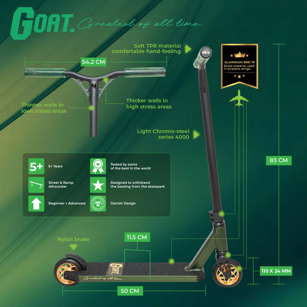 NKD Goat Stuntstep 83cm / 85cm Leger Groen Goud