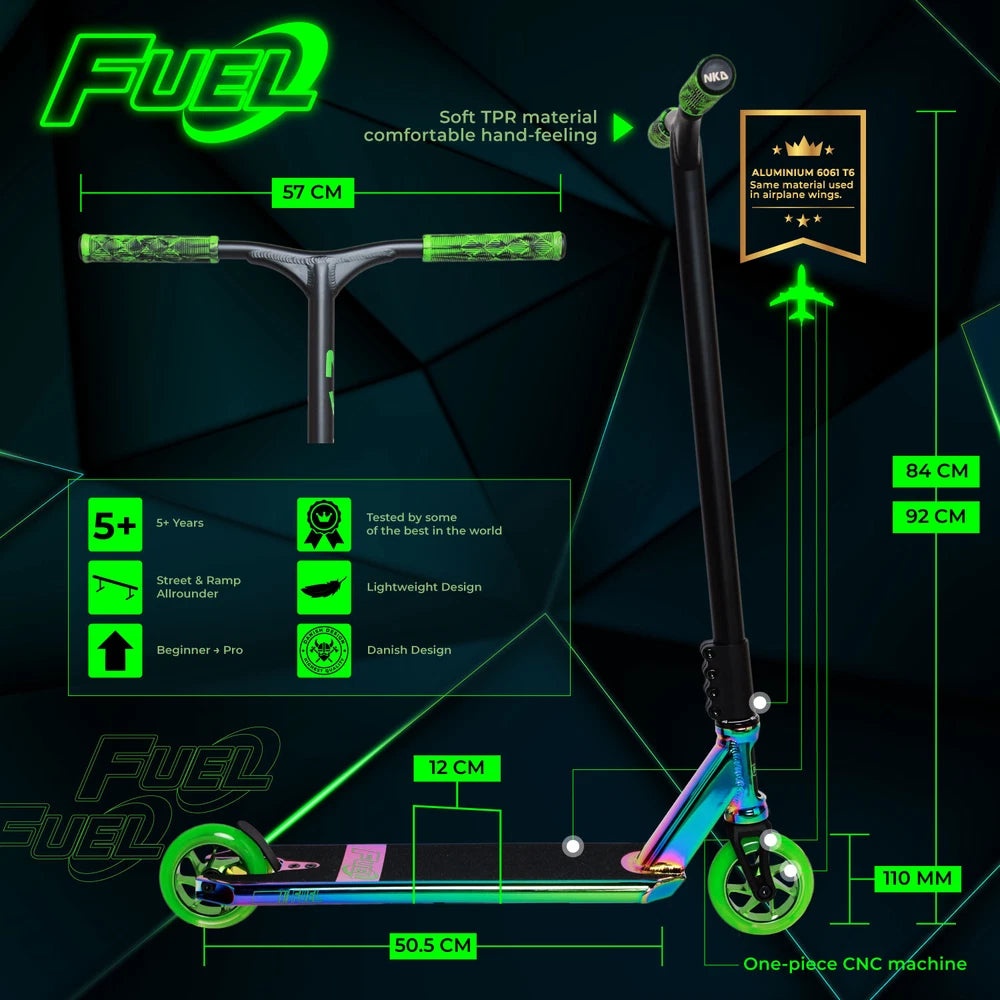 NKD Fuel Stuntstep Neochrome Zwart 84cm